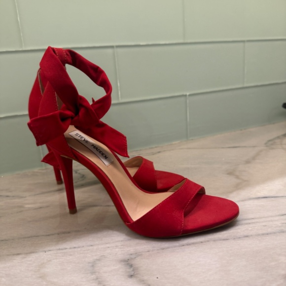 Steve Madden red suede tie up ankle sandals size 7 - Picture 3 of 8